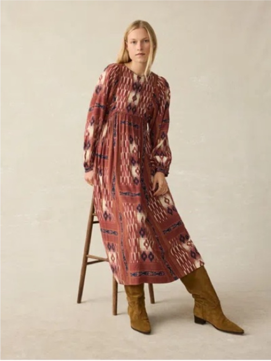 Faherty “Stevie” Dress Bohemian Long Sleeve Dress - Nwt, Medium